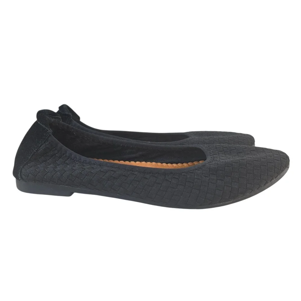 Bernie Mev Ballet Flats‎ Womens 38 Black Woven Elastic Pointed Toe Classic Comfy